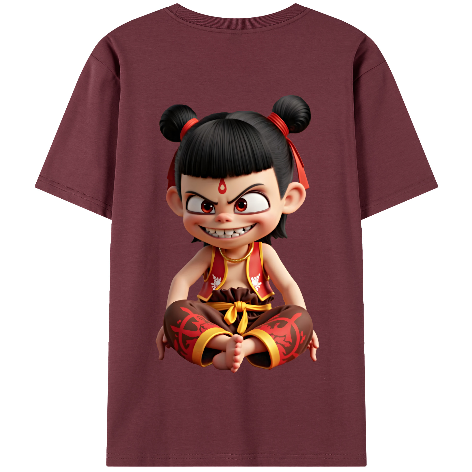 （画像用） Ne Zha 2 ナタ 魔童の大暴れ 綿100％半袖Tシャツ（背面プリント）